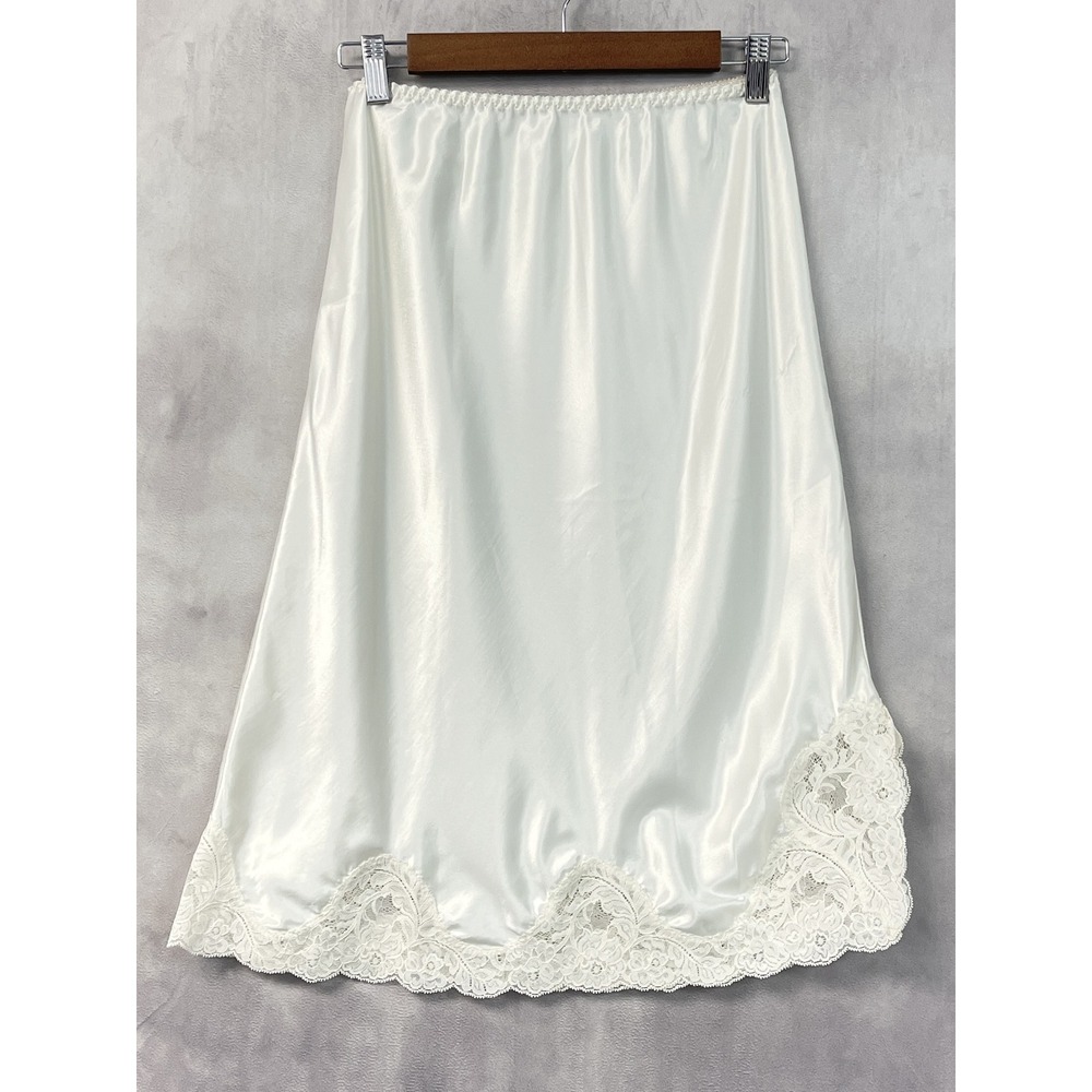 Vintage Wondermaid Womens Slip Skirt Women L Lace Trim Satin Coquette Lingerie